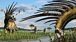 Mohawk Boynuzlu Dinozor Bajadasaurus