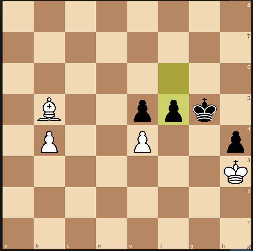 İki şansı vardı ve birisi f5 hamlesiydi diğeri ise Şf4 ama Fc6 ile kazanıyorum. b piyonunu sürüp vezir çıkacağım ve f5 sürerse alıyorum. Sonra b5 b6 b7 gidiyorum ama e piyonunu da tutuyorum. Şahla tutabilirim gerekirse.