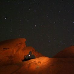 Mars Rising Through Arch Rock