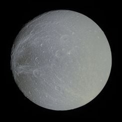 Saturn's Moon Dione in Slight Color