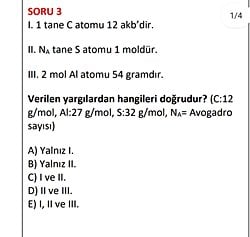 Mol kavramı ile ilgili verilen yargılardan hangisi doğrudur?