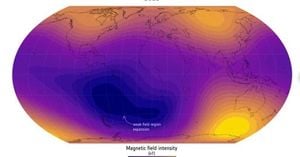 Earth’s Magnetic Field Weak Spot Over South Atlantic Grows