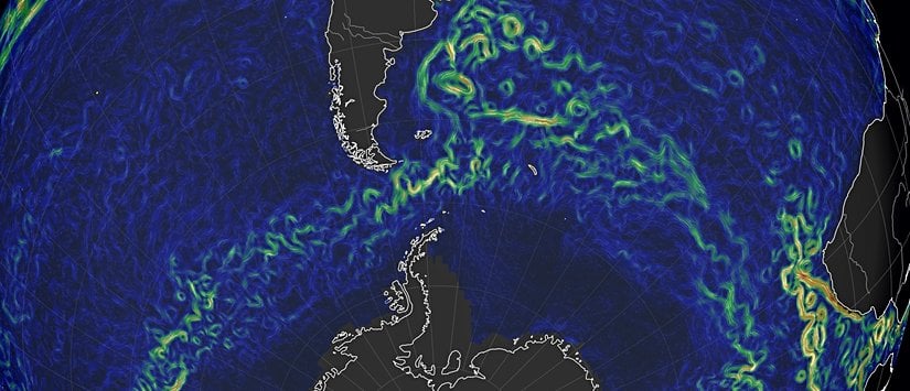 Atlas Okyanusu ve Pasifik Okyanusu'nun karışımı sırasında oluşan akıntılar.