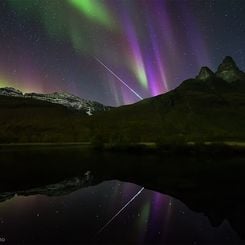 Aurora and Fireball Over Norway