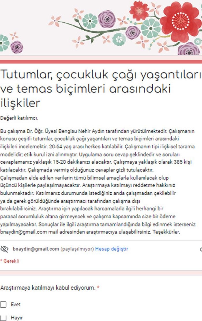 Tutumlar, Çocukluk Çağı Yaşantıları ve Temas Biçimleri Arasındaki İlişkiler