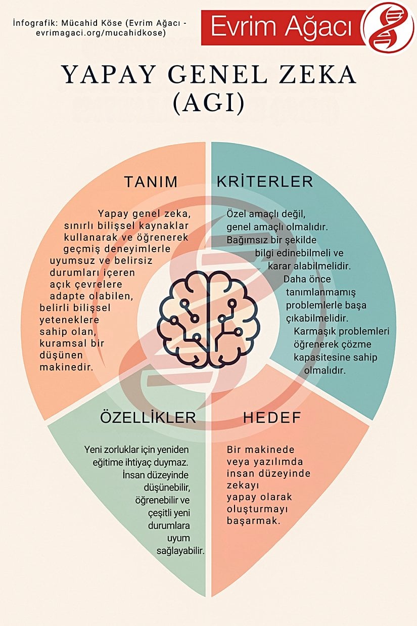 Yapay genel zekanın ne olduğu hakkında bir infografik.