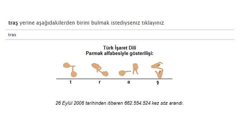 TDK Genel Türkçe Sözlük'te ''traş'' girdisi