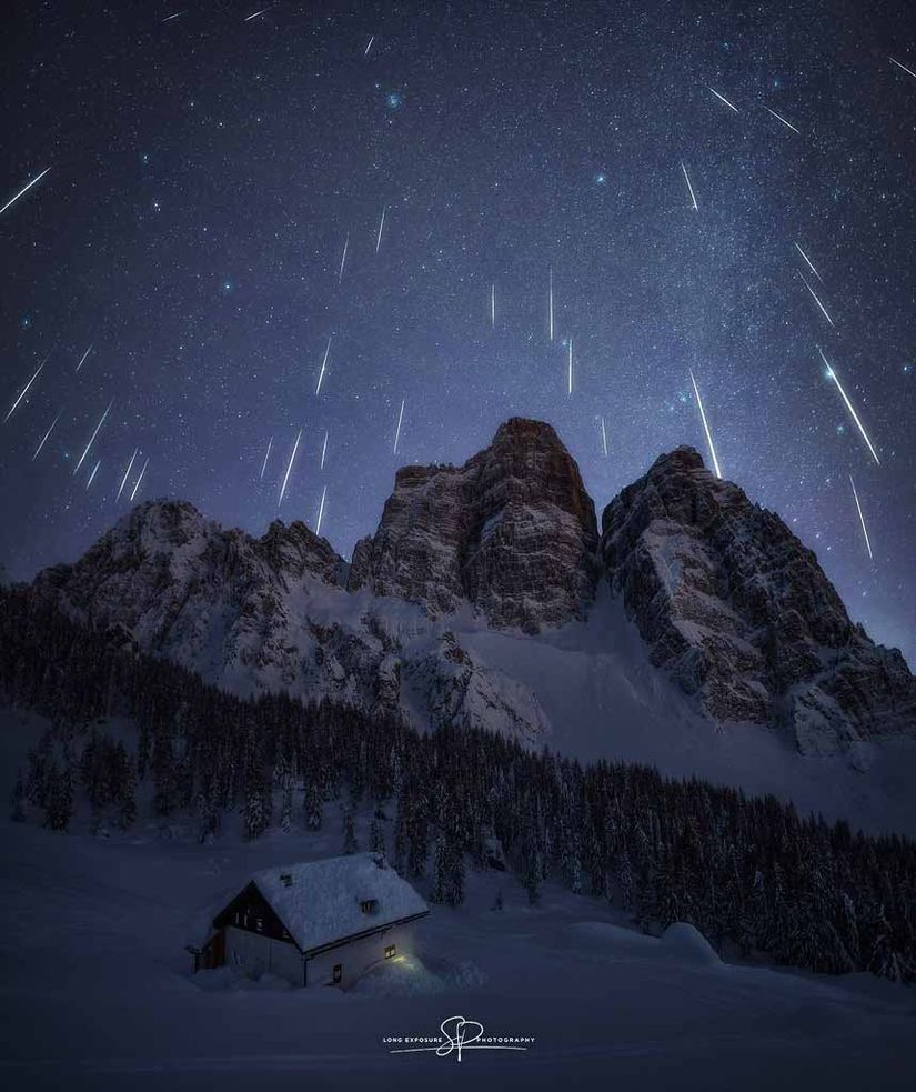 Geminid meteor yağmurundan bir kare. Görsel: Stefano Pellegrini - APOD &lt;https://apod.nasa.gov/apod/ap201217.html&gt;