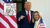 Vauro Senesi nella bufera per la vignetta su Meloni dopo l'incontro con Trump, come l'ha disegnata: ira FdI