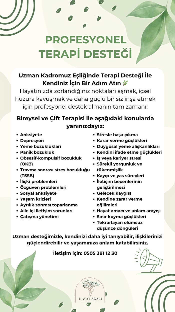 Çocuk Ergen Yetişkin Bakırköy Psikolojik Danışmanlık