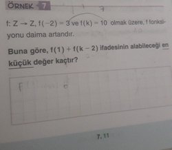 f(1)+f(k-2)'nin en küçük değeri nedir?