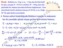 Örnek 1 makaraya bağlı ipin 1 ucunda x diğer ucunda y kütlesi varken biz bu ipe ait nasıl oluyorda 2 tane ip gerilmesi bulabiliyoruz?