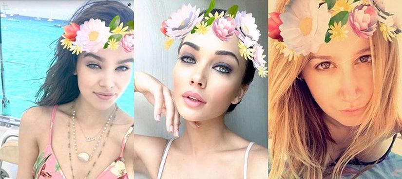 Snapchat’in Popüler Filtresiyle Özçekimini Paylaşmış Bir Kaç Ünlü: 1. Hailee Steinfield, 2. Amy Jackson, 3. Ashley Tisdale