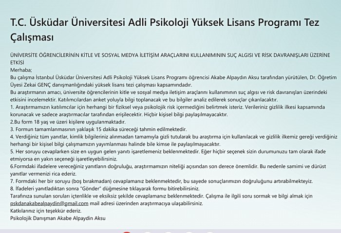 Üniversite Öğrencilerinde Sosyal Medyanın Suç Algısı-Risk Davranışlarına Etkisi