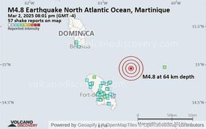 Magnitude 5.0 Earthquake Strikes Near Martinique