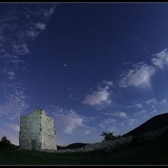 Castle and Meteor by Moonlight