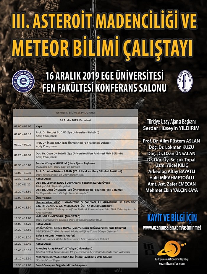 3. Asteroit Madenciliği ve Meteor Bilimi Çalıştayı