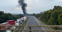 M5 closed as electric vehicles are engulfed by fire