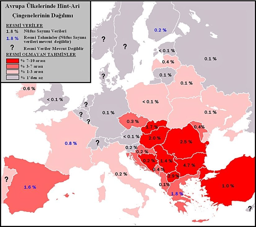 Romanların nüfus oranı