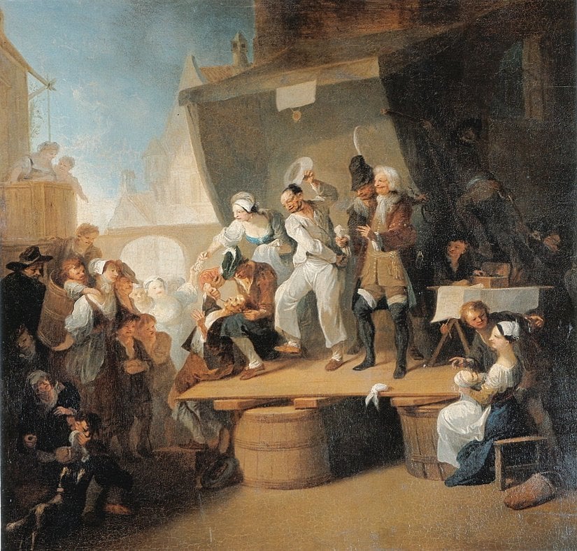 Franz Anton Maulbertsch'in "The Quack" isimli tablosunda berber-cerrahların çalışması görülüyor (c. 1785)