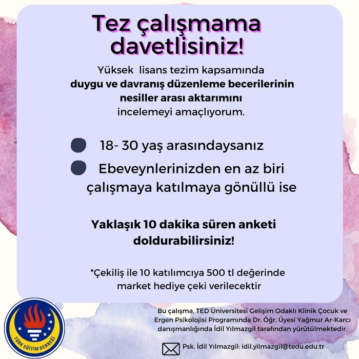 Duygu ve Davranış Düzenleme Becerisi ile İlgili Tez Anketi