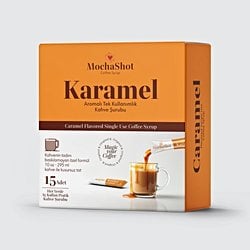 Mocha Shot Karamel Aromalı Tek Kullanımlık Kahve Şurubu 20 ml x 15 Adet