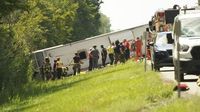 Tour bus rollover kills 5 on interstate highway in western New York