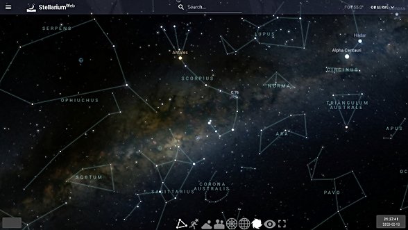Galaksi merkezi yönündeki çeşitli takımyıldızları