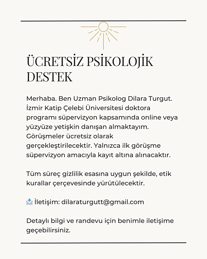 Süpervizyon kapsamında ücretsiz psikolojik destek