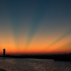 Crepuscular Rays Over Lake Michigan