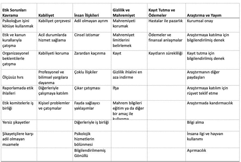 APA (2017) Etik Kriterleri