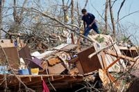 Death toll from weekend storms rises again after 140mph tornadoes and wildfires - and there is more bad weather on the way