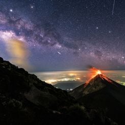  A Volcano of Fire under a Milky Way of Stars 