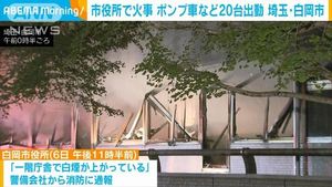 Fire Breaks Out At Shiraoka City Hall In Saitama