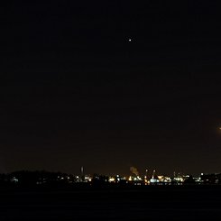 New York Harbor Moonset 