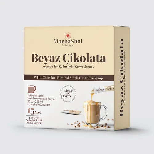 Mocha Shot Beyaz Çikolata Aromalı Tek Kullanımlık Kahve Şurubu 20 ml x 15 Adet