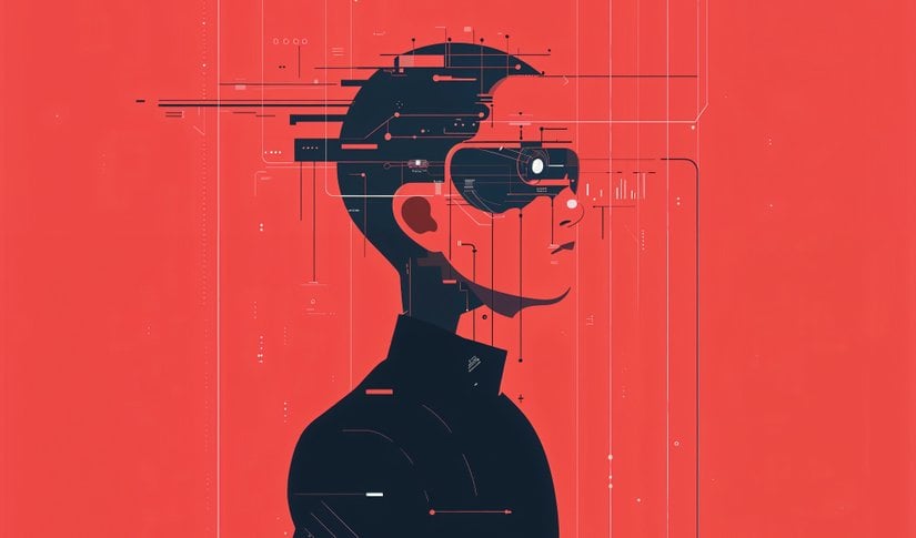 Sibernetik gözlere sahip bir insan illüstrasyonu.