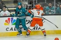 Celebrini Avoids Injury Scare, Scores 3 Points; Askarov Carries Sharks Past Ducks