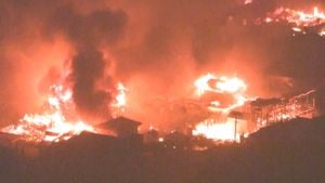 Massive Fire Engulfs Ofunato City, Iwate Prefecture