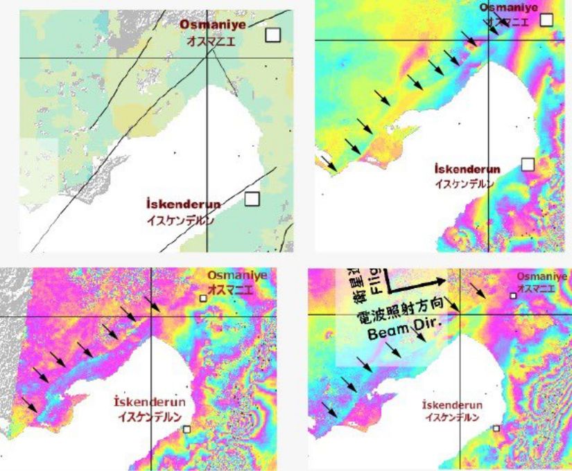 Japonya'nın uyduları tarafından çekilen görüntülerde Adana'nın güneydoğusundaki fayda hareket görülmektedir.