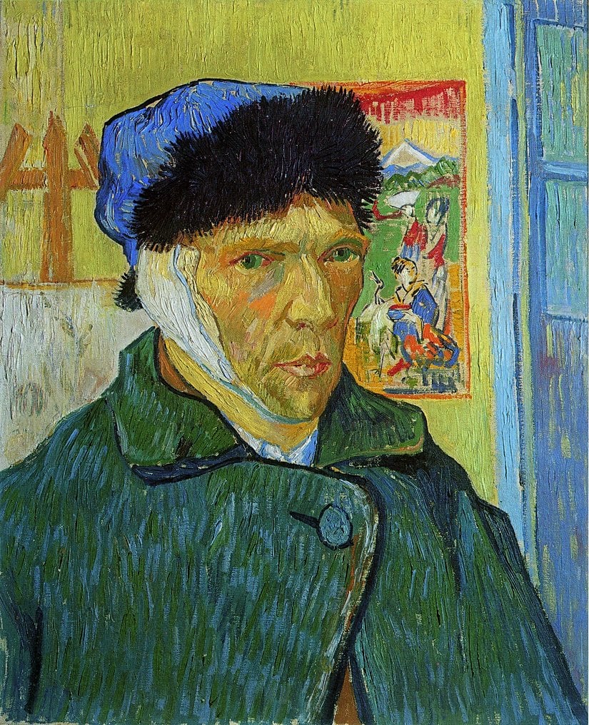Vincent van Gogh - Bandajla sarılmış kulağı ile öz portresi (1889)