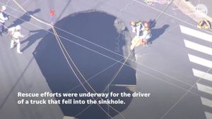 Japanese Truck Driver Rescued From Massive Sinkhole