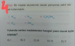 Hangisi yakıt olarak kullanılamaz?