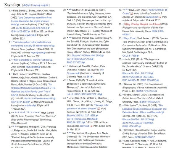Vikipedi kaynakça bölümünü gösteren bir görsel.
