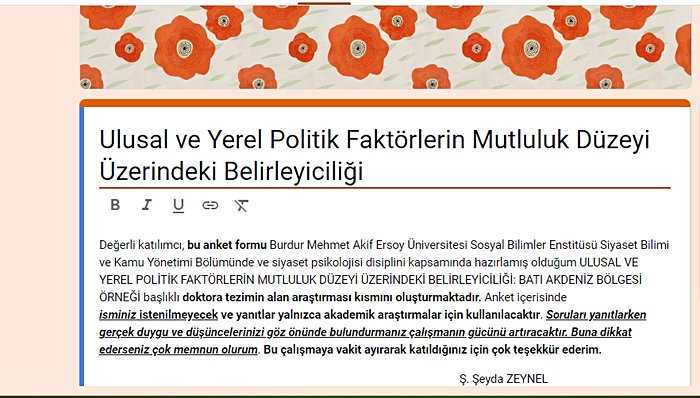 Ulusal ve Yerel Politik Faktörlerin Mutluluk Düzeyi Üzerindeki Belirleyiciliği