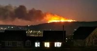 Huge mountain fire seen for miles