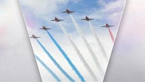 Red Arrows Kick Off VE Day Celebrations With Flypast