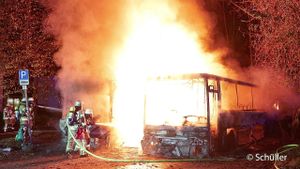 Articulated Bus Catches Fire Near Düsseldorf Airport