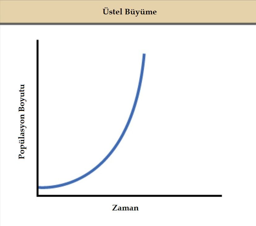 Kaynakların sınırsız olduğu durumlarda popülasyonlar üstel büyüme gösterme eğilimindedir.