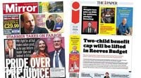 Newspaper headlines: 'Starmer takes on Farage' and 'Two-child benefit cap will be lifted'